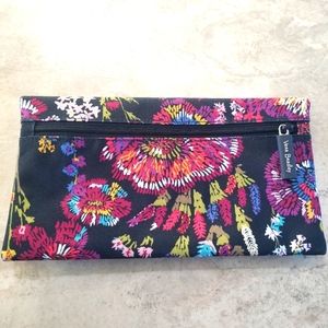 Vera Bradley Lighten Up Midnight Wildflower Pencil Pouch.